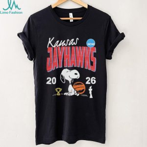 Snoopy Kansas Jayhawks 2026 NCAA Basketball Black T shirt