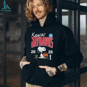 Snoopy Kansas Jayhawks 2026 NCAA Basketball Black T shirt