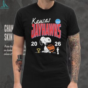 Snoopy Kansas Jayhawks 2026 NCAA Basketball Black T shirt