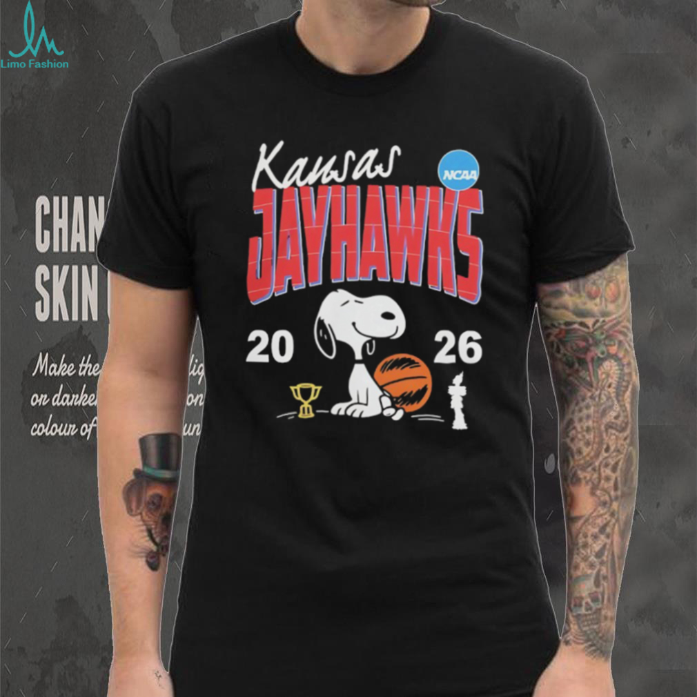 Snoopy Kansas Jayhawks 2026 NCAA Basketball Black T shirt Snoopy Kansas Jayhawks 2026 NCAA Basketball Black T shirt