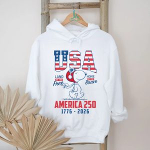 Snoopy Pilot USA America 250 Land of the Free Home of the Brave T Shirt