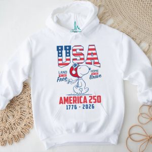 Snoopy Pilot USA America 250 Land of the Free Home of the Brave T Shirt