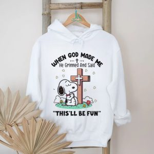 Snoopy Praying At The Cross When God Made Me Religious T Shirt