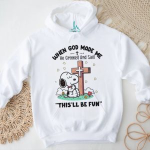 Snoopy Praying At The Cross When God Made Me Religious T Shirt