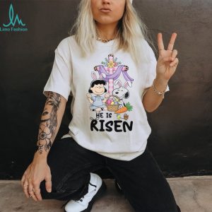 Snoopy and Lucy He Is Risen Easter Cross Religious T Shirt