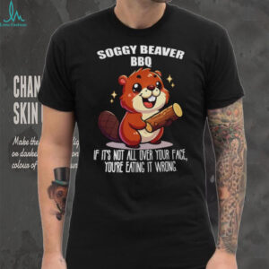 Soggy Beaver BBQ Funny Cartoon Beaver Messy Eater Graphic T Shirt