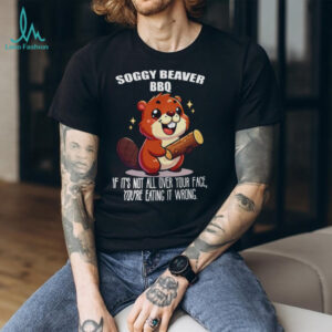 Soggy Beaver BBQ Funny Cartoon Beaver Messy Eater Graphic T Shirt