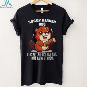Soggy Beaver BBQ Funny Cartoon Beaver Messy Eater Graphic T Shirt