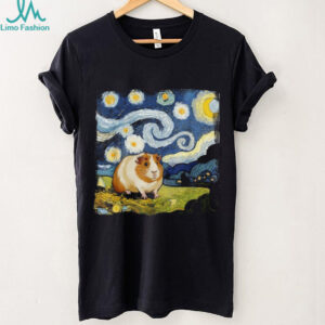 Starry Night Guinea Pig Van Gogh Style Artistic Pet Lover T Shirt