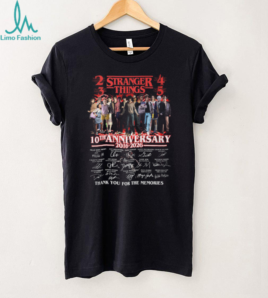 Stranger Things 10th Anniversary 2016 2026 Signatures “Thank You For The Memories” T Shirt Stranger Things 10th Anniversary 2016 2026 Signatures “Thank You For The Memories” T Shirt
