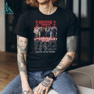 Stranger Things 10th Anniversary 2016 2026 Signatures “Thank You For The Memories” T Shirt
