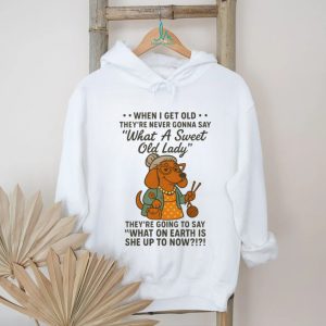 Sweet Old Lady Dachshund Knitting Humor T Shirt