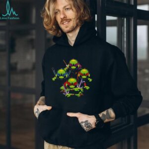 T shirtnage Mutant Ninja Turtles TMNT Retro Group Action Pose Black T Shirt