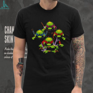 T shirtnage Mutant Ninja Turtles TMNT Retro Group Action Pose Black T Shirt