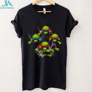 T shirtnage Mutant Ninja Turtles TMNT Retro Group Action Pose Black T Shirt
