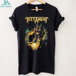 Testament Demonic Skeleton Burning Book Heavy Metal Graphic T Shirt