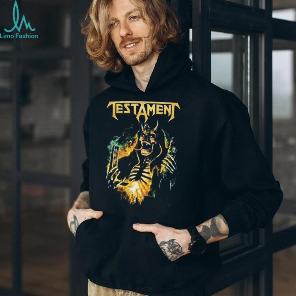 Testament Demonic Skeleton Burning Book Heavy Metal Graphic T Shirt Testament Demonic Skeleton Burning Book Heavy Metal Graphic T Shirt