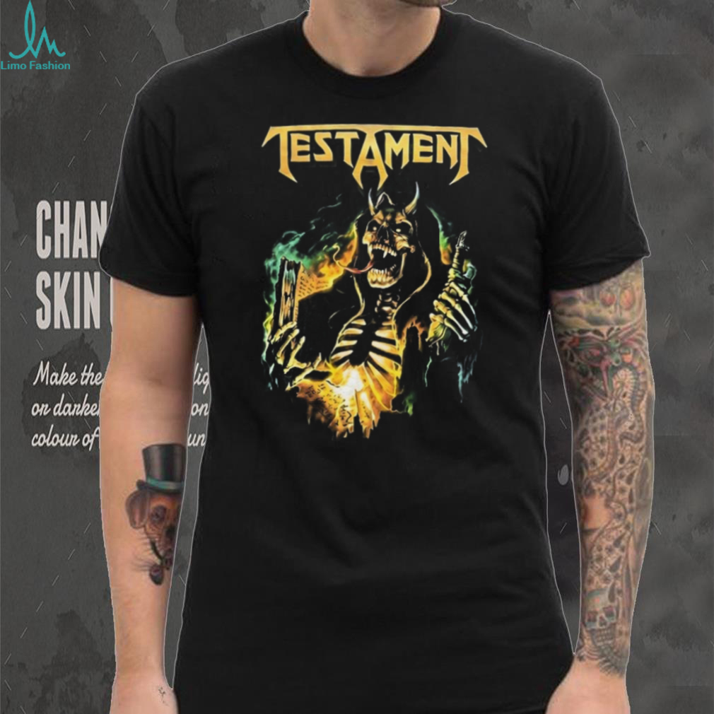 Testament Demonic Skeleton Burning Book Heavy Metal Graphic T Shirt Testament Demonic Skeleton Burning Book Heavy Metal Graphic T Shirt