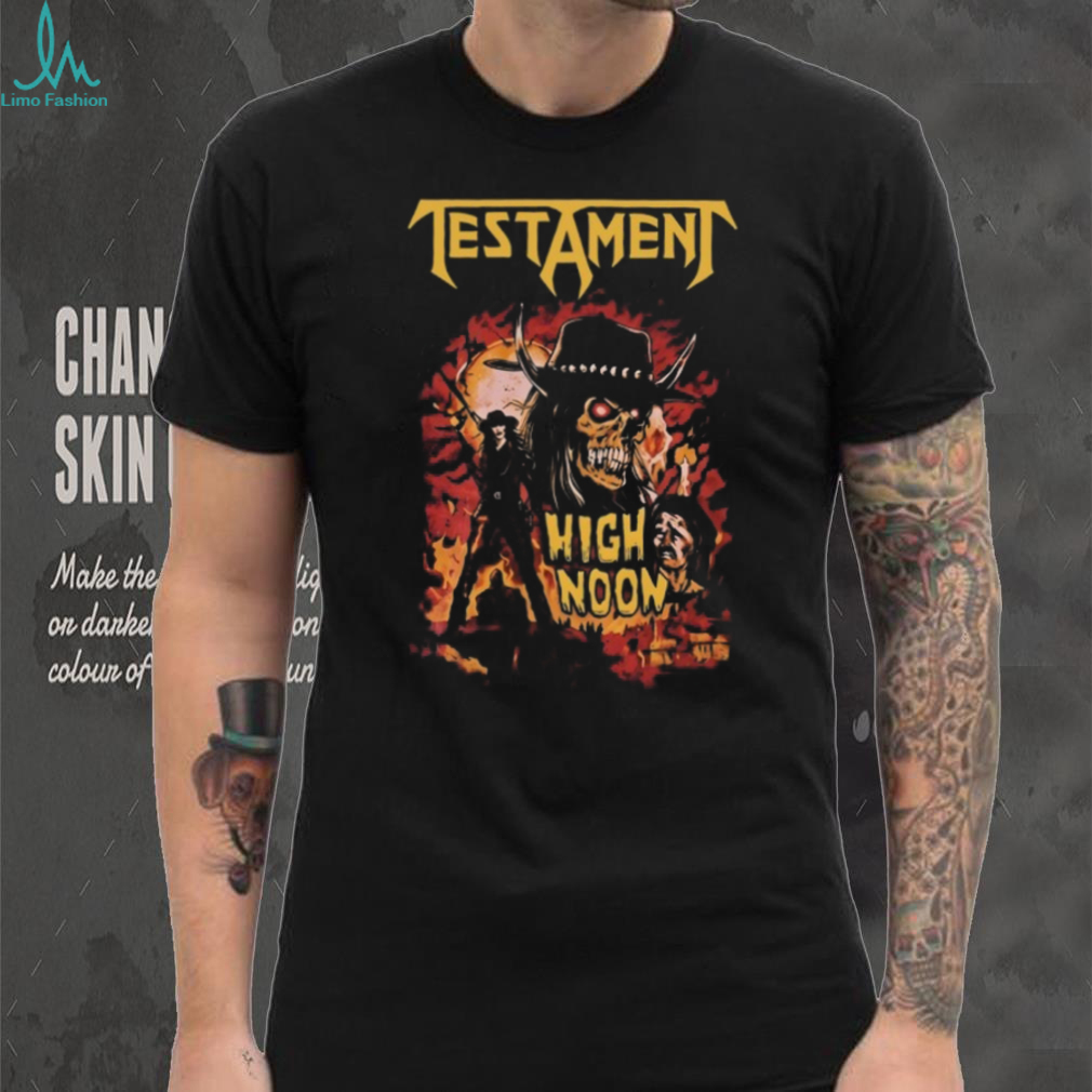 Testament High Noon Cowboy Skeleton Metal Band Graphic T Shirt Testament High Noon Cowboy Skeleton Metal Band Graphic T Shirt