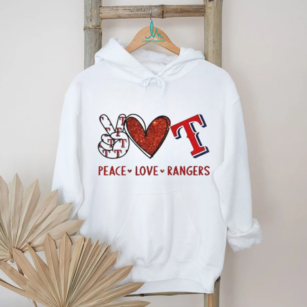 Texas Rangers Peace Love Rangers Baseball Red Glitter Logo T Shirt Texas Rangers Peace Love Rangers Baseball Red Glitter Logo T Shirt