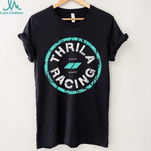 Thrila Racing Team Distressed Circle Logo Black T Shirt
