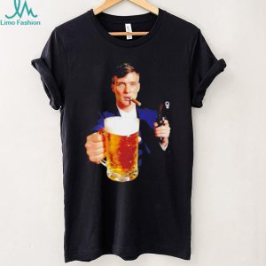 Tommy Shelby Drinking Beer Holding Gun Peaky Blinders T Shirt