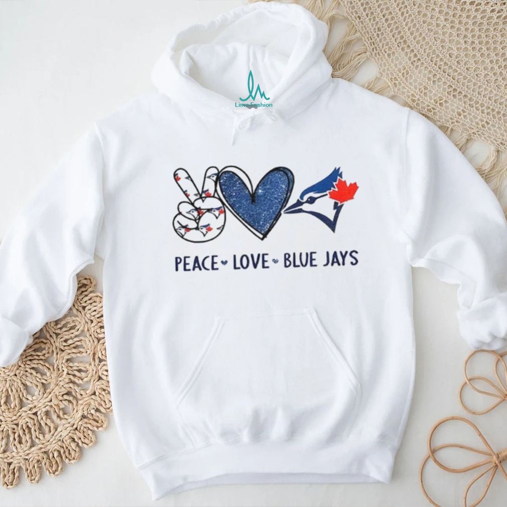 Toronto Blue Jays Peace Love Blue Jays Baseball Logo Graphic T Shirt Toronto Blue Jays Peace Love Blue Jays Baseball Logo Graphic T Shirt