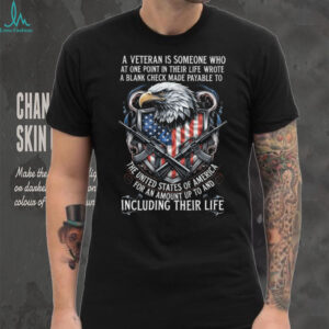 US Veteran Blank Check Life Sacrifice Patriotic Eagle T Shirt