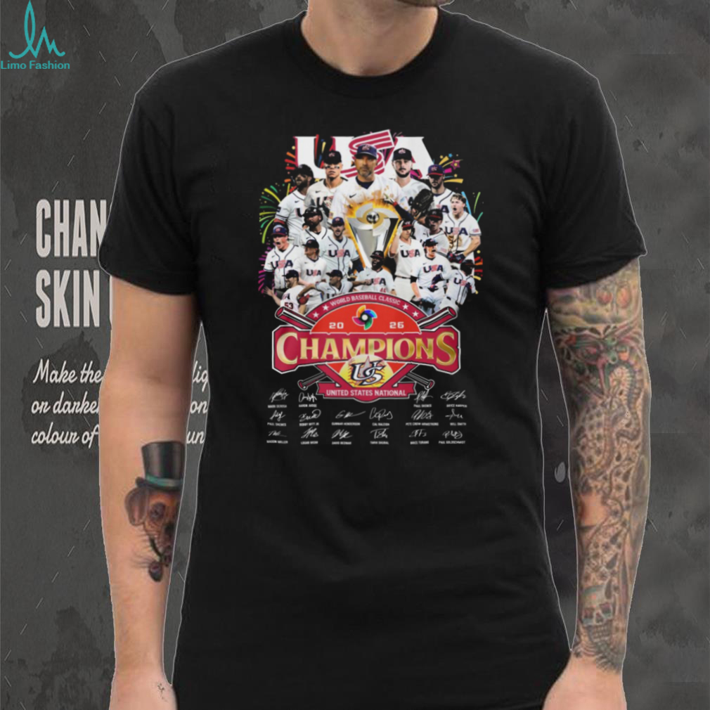 USA Baseball 2026 World Champions Signatures T Shirt USA Baseball 2026 World Champions Signatures T Shirt