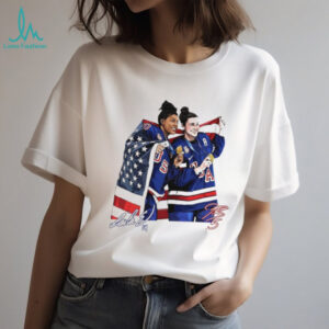 USA Women's Ice Hockey Gold Medalists Knight and Edwards Signature T Shirt