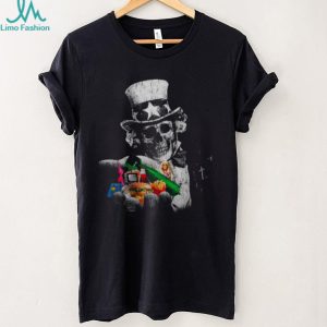 Uncle Sam Skeleton Satire Graphic T Shirt Anti Consumerism Art