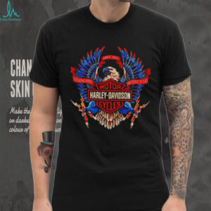 Vintage Legendary Motorcycles Harley Davidson Eagle Logo Black T Shirt