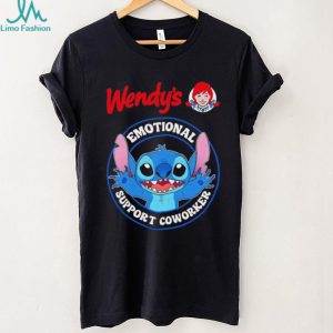 Wendy's Emotional Support Coworker Stitch Disney Fan Black T Shirt