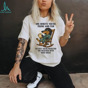 “Young And Fun To Weather Knees” Coffee Dog Rocking Chair T Shirt