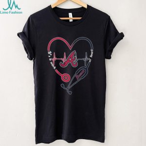 Atlanta Braves Baseball Nurse Stethoscope Heart Graphic T Shirt