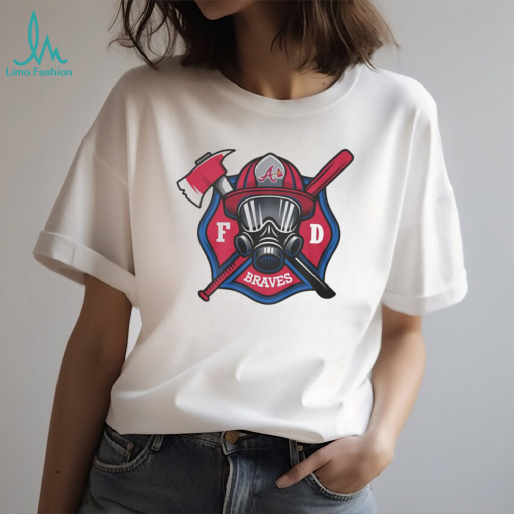 Atlanta Braves Fire Department FD Logo Baseball Fans First Responders White T Shirt Atlanta Braves Fire Department FD Logo Baseball Fans First Responders White T Shirt