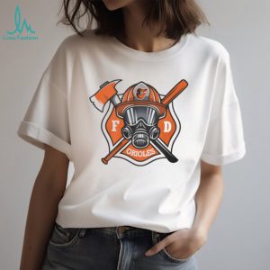 Baltimore Orioles Firefighter FD First Responder Baseball Fans Retro Men Women White T Shirt