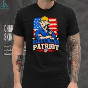 Blue Collar Patriot George Washington Hard Hat Construction Worker Vintage American Flag Patriotic Men T Shirt