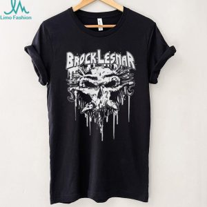 Brock Lesnar Distressed White Skull Logo Streetwear Style Wrestling T Shirt