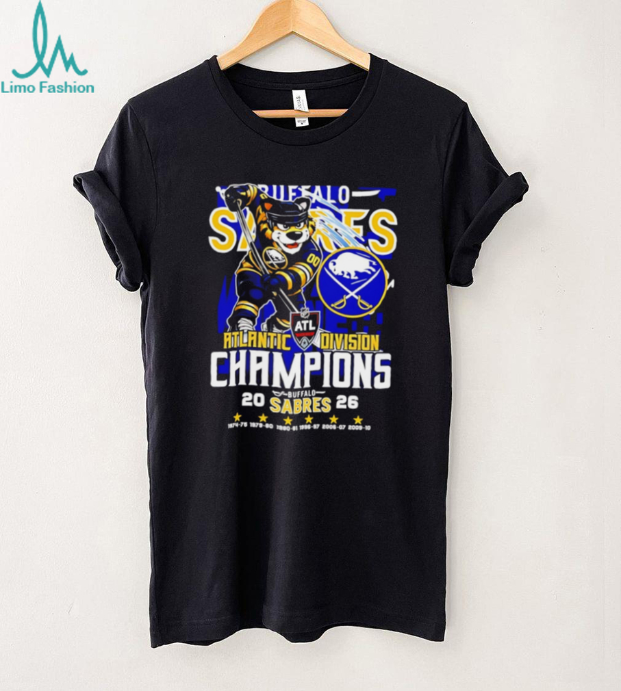 Buffalo Sabres 2026 Atlantic Division Champions Mascot Graphic T Shirt Buffalo Sabres 2026 Atlantic Division Champions Mascot Graphic T Shirt