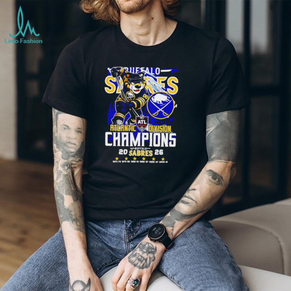 Buffalo Sabres 2026 Atlantic Division Champions Mascot Graphic T Shirt Buffalo Sabres 2026 Atlantic Division Champions Mascot Graphic T Shirt
