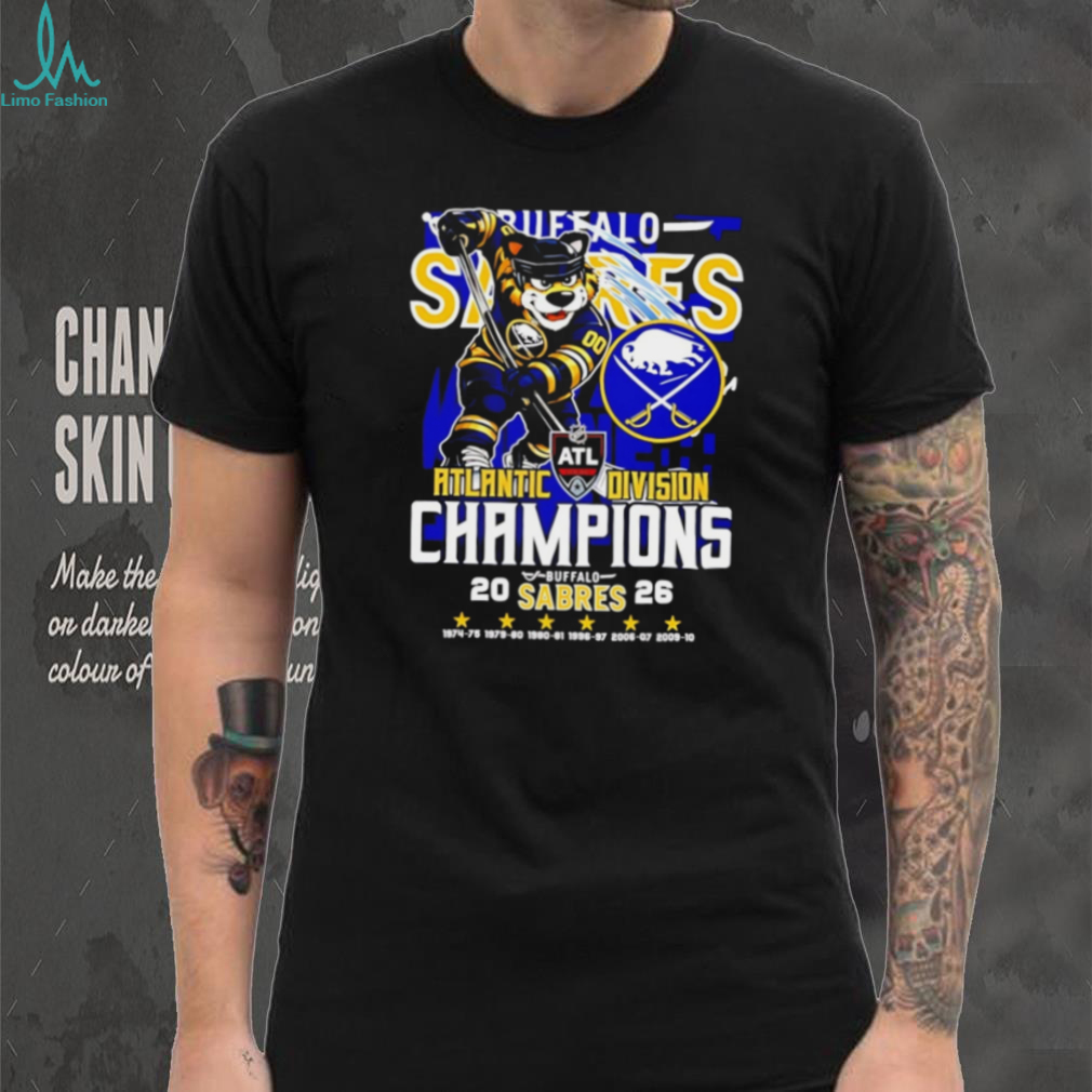 Buffalo Sabres 2026 Atlantic Division Champions Mascot Graphic T Shirt Buffalo Sabres 2026 Atlantic Division Champions Mascot Graphic T Shirt