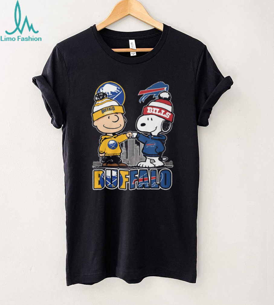 Charlie Brown and Snoopy Buffalo Sports Fans Bills Sabres Fist Bump T Shirt Charlie Brown and Snoopy Buffalo Sports Fans Bills Sabres Fist Bump T Shirt
