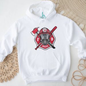 Cincinnati Reds Fire Department FD Logo Baseball Fans First Responders White T Shirt