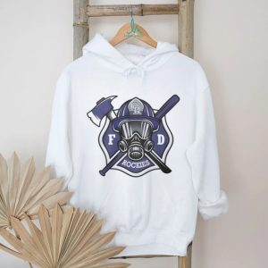 Colorado Rockies Fire Department FD Logo Baseball Fans First Responders White T Shirt