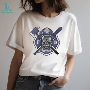 Colorado Rockies Fire Department FD Logo Baseball Fans First Responders White T Shirt
