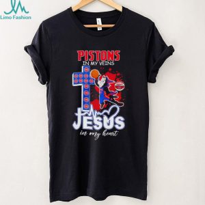 Detroit Pistons Basketball Hooper Mascot Cross Jesus In My Heart Fans Vintage Men T Shirt