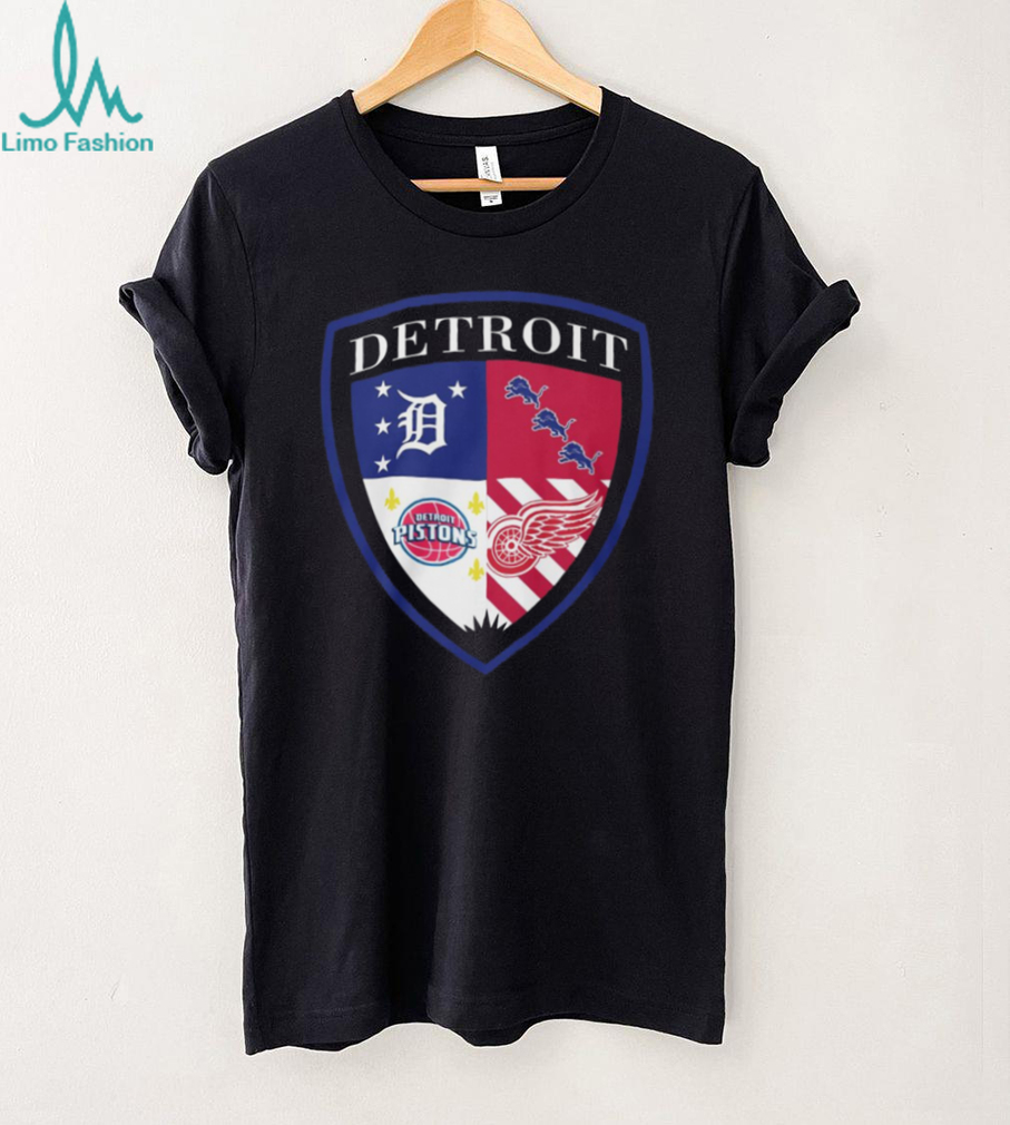 Detroit Sports Shield Heritage T Shirt Multi Team Fan Graphic T Shirt Detroit Sports Shield Heritage T Shirt Multi Team Fan Graphic T Shirt