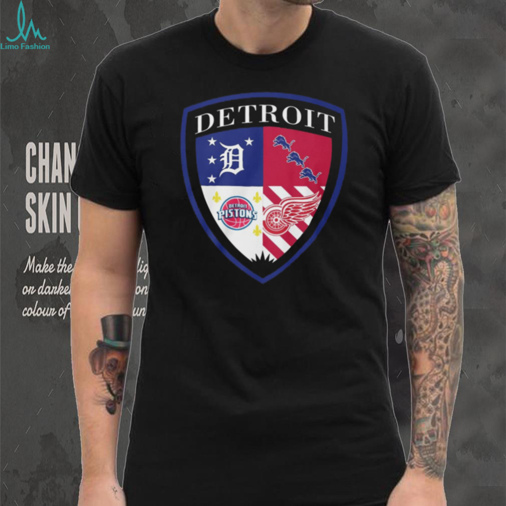 Detroit Sports Shield Heritage T Shirt Multi Team Fan Graphic T Shirt Detroit Sports Shield Heritage T Shirt Multi Team Fan Graphic T Shirt