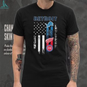 Detroit Sports Teams American Flag Vertical Stripe T Shirt